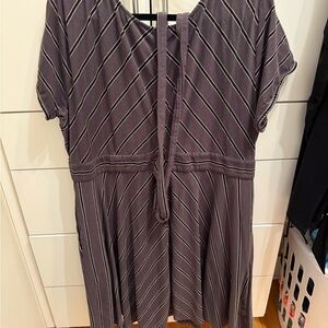 Striped Grey Dress with Tie Back